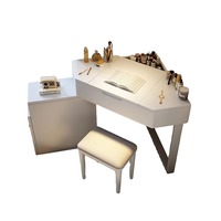 Coiffeuse triangulaire d'angle en bois massif éclairée petite armoire de rangement moderne bureau pour appartement moderne chambre à coucher intégrée