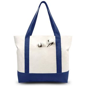 Sac fourre-tout en toile de coton bleu écologique personnalisé par le fabricant avec logo imprimé, sac de courses écologique - Product Image 1