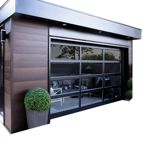 Porte de garage miroir 9*7 pieds panneau piéton multi-sections télécommande moteur levage automatique - Product Image 1