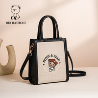 Cartoon Pooh Petit sac à main matelassé pour téléphone portable pour femmes Mickey Soft Chain Crossbody Cellphone Wallet Bag