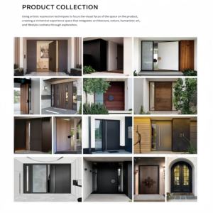 Porte en aluminium coulé de style minimaliste moderne, porte d'entrée en alliage d'aluminium avec fonction d'isolation thermique. - Product Image 5