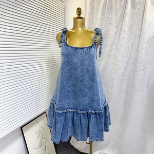 <span class=keywords><strong>Vestidos</strong></span> <span class=keywords><strong>de</strong></span> mezclilla lavados con tirantes finos y patchwork únicos, <span class=keywords><strong>de</strong></span> moda para <span class=keywords><strong>mujer</strong></span>, ¡los más vendidos! - Product Image 1