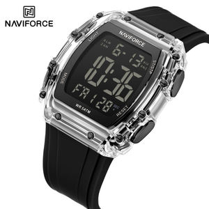 Montre numérique NAVIFORCE 6107 pour hommes avec bracelet en silicone, achat en gros, sport, résistante à l'eau, écran LCD lumineux, montre originale pour hommes, Reloj - Product Image 4