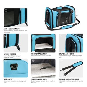 Transportín Plegable para Gatos y Perros Medianos, Bolsa de Viaje para Mascotas con Laterales Suaves - Product Image 3