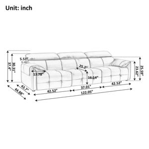 Modasi Modern Square Wooden Frame Fabric Upholstered Extendable Sectional Three <b>Seat</b> Sofa Bed Set Living Room Apartment Villa - Product Image 6