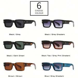 Gafas de Sol Personalizadas con Logotipo, Estilo Punk Vintage en Degradado Verde Oscuro para Mujer, Protección UV400, Remaches Cuadrados, para Hombre y Mujer - Product Image 3