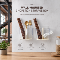 Boîte à baguettes en plastique officielle de petite taille pour la cuisine domestique, support mural pour vaisselle, conteneur de qualité alimentaire avec drainage