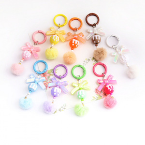 Porte-clés en perles M peintes à la main rouge vif, pompons colorés, accessoire de bricolage pour téléphone, sac, bijoux - Product Image 1