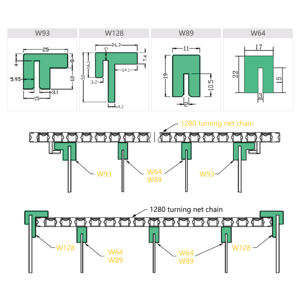 Plastik Naylon Modüler Konveyör Bant 1280 Mesh Düz Izgara Dönüşlü Dayanıklı Ayarlanabilir Hız Gıda Endüstrisi İnşaatı için - Product Image 2