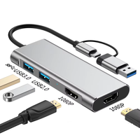 Hub USB Type C 4-en-2 de haute qualité avec station d'accueil 4 ports 1080p HDTV en alliage d'aluminium en stock