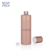 Bouteille d'essence de toner en verre rose mat givré Emballage de soins de la peau de luxe Bouteille d'huile pour le visage Bouteilles cosmétiques de 100ml avec bouchon rose