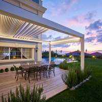 Pergola bioclimatique extérieure à toit en aluminium automatique télécommandé, lamelles rétractables, revêtement poudré, pour jardin et terrasse