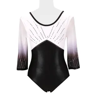 Wholesale Competitions Long Sleeve Mystique Fabric Gymnastics Leotards Rhythmic Gymnastics Leotard Kids Dance Wear