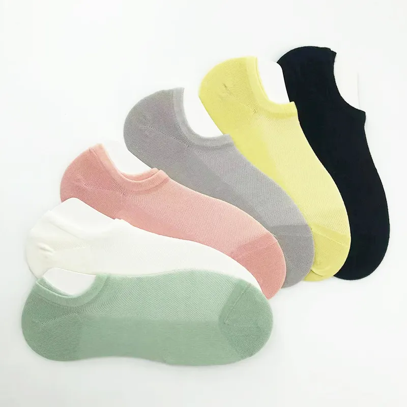 Chaussettes de sport en coton sans spectacle pour femmes, Six couleurs unies, respirantes, coupe basse, vêtements de cheville, accessoires d'été