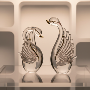 China Factory Supply Glass Swan Ornament Glass Swan Figurines