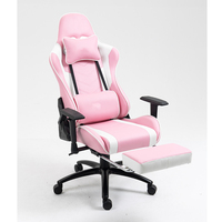 Chaise de jeu professionnelle inclinable en cuir PU rose avec repose-pieds, fabriquée en usine
