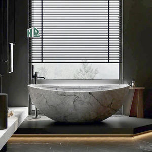 Hdstone อ่างอาบน้ำหินอ่อนสีเทาเข้มแบบอิสระดีไซน์ทันสมัยมีที่ระบายน้ำสำหรับกลางแจ้งโรงแรมวิลล่า - Product Image 5