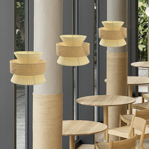 Lámpara colgante redonda de crema E27 Led para el cuidado de los ojos, para comedor, dormitorio, sala de estar, bar, estudio, iluminación minimalista, elegante y Vintage - Product Image 4