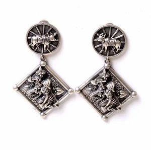 Pendientes de Plata Oxidada |   Joyería de Moda Boho de Tendencia para Mujer |   Fabricante Indio al por Mayor - Product Image 1