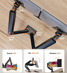 <b>Desk</b> 360 Degree <b>Rotating</b> Heavy Duty Gas Spring Dual Monitor Arm Holder - Product Image 4