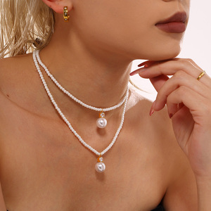 สร้อยคอชุบทอง18K ทำจากไทเทเนียมจี้เพทายไข่มุกเปลือกหอยขนาดใหญ่เครื่องประดับกันน้ำสำหรับผู้หญิง - Product Image 6