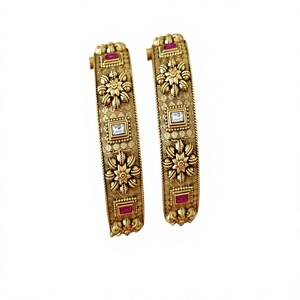 Glamorous Premium Quality Gold Plated Brass Moissanite Beautiful Bangle For Women <b>And</b> girls Wedding Wear Collection - Product Image 2