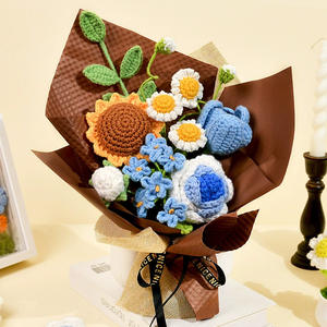 Ramo de Flores Tejidas a Mano con Degradado de Color Rosa, Simulación de Girasol, Ramo para el Día de San Valentín - Product Image 1