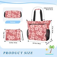Sac fourre-tout d'été pour femme en polyester, résistant à l'eau, imprimé floral, avec logo personnalisé, poche avant et fermeture éclair, grand format pour la plage