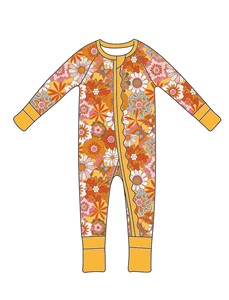 Qingli Oem Tanpa Tarif, MOQ Rendah, Romper Anak Bambu Lengan Panjang dengan Ritsleting Dua Arah dan Ruffle - Product Image 1