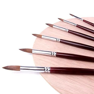 الجملة 6 قطعة جولة تلميح فرشاة بفرو السمور الشعر المائية الفنان النفط الطلاء فرشاة مجموعة ل وازم الفن - Product Image 4