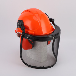 Casque de sécurité avec masque de sécurité en treillis métallique en acier Protection du visage pour taille-haie tronçonneuse <span class=keywords><strong>tondeuse</strong></span> à gazon - Product Image 5