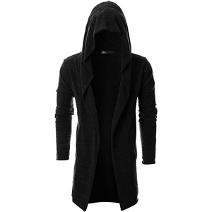 OEM Factory Customization <strong>Mens</strong> Long Sleeve Draped Lightweight Open Front Longline Hooded <strong>Cardigan</strong> - Product Image 3