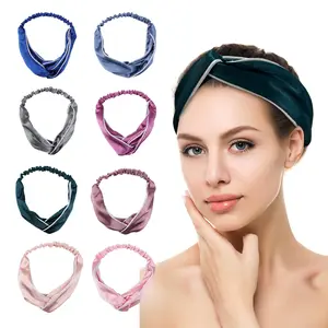 Fashion Lazy Pajama Face Wash and Makeup Hair Accessories Satin Silk Elastic Bands Cross Knot Elastic HairBands