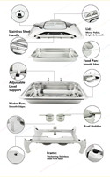 Offre Spéciale 304 Réchaud hydraulique en acier inoxydable 9L Équipement de buffet de restauration avec flamme réglable et conservation de la chaleur