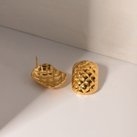 Anting-anting tusuk bertekstur motif nangka vintage SUMMLY, berlapis emas 18K, baja tahan karat, perhiasan modis