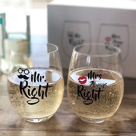 Creative Mr And Mrs Couples Glass Stemless Wine Glass set For Valentine's Day Gift
