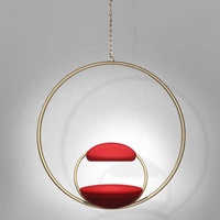 Siège unique or acier inoxydable balançoire suspendu cerceau chaise circulaire mobilier d'extérieur maison salon