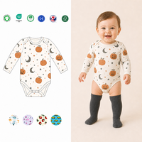 Combinaison pour bébé personnalisée pour Halloween, à manches longues, avec imprimé citrouille, en coton, pour nouveau-né et tout-petit