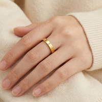 Klassischer 3mm Breiter Galvanisierter Edelstahl-Fingerring mit Geometrischer Gravur für Männer und Frauen