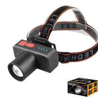 Lampe frontale LED rechargeable USB portable, étanche, super lumineuse 3W en ABS, avec zoom, idéale pour le camping - Vente en gros