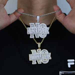 Iced Out Bling Letters NO hose collana con ciondolo placcato argento 5A CZ Charm Men Hip Hop Jewelry - Product Image 6