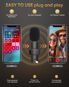 Micrófono Inalámbrico Portátil Personalizado con Reducción de Ruido, Micrófono de Condensador Inalámbrico 2 en 1 K9, Micrófono de Solapa Inalámbrico Resistente al Viento para Exteriores - Product Image 4