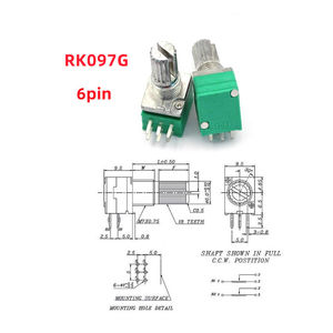 Potentiomètres et interrupteurs industriels RK097 RK097N 3PIN 5PIN 6PIN Potentiomètre B1K 5K/10K/20K/50K/100K 500K Longueur 15MM RK097 - Product Image 4