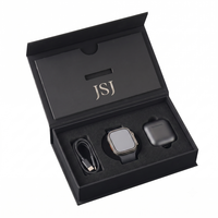 Boîte cadeau magnétique noire de luxe avec mousse personnalisée pour montre connectée haut de gamme et écouteurs sans fil – Étui de présentation PR