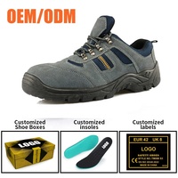 Chaussures de sécurité basses style sport avec embout en acier large, anti-perforation, résistantes à l'huile et aux acides, semelle antidérapante en PU, bottes de travail bleues pour hommes
