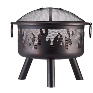 Ronry <b>Portable</b> Outdoor Wood Burning <b>Fire</b> <b>Pit</b> Lightweight Black Bronze Steel Convenient Hand Holder Protective Grid Cover Spark - Product Image 1