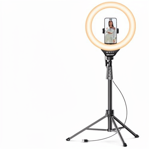 UBeesize 12'' & 62'' Ring Light Tripod Stand with Phone Holder 20W Power for Selfie & Video Streaming (YouTube/Instagram/TikTok)