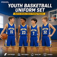 Conjunto de Uniforme de Baloncesto Juvenil Personalizado, Camiseta y Pantalones Cortos para Niños con Nombre y Número, Tallas Mixtas para Escuelas, Clubes y Programas de Entrenamiento