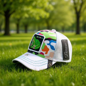 Cappello Trucker Bonnie in Tessuto a Rete, 6 Pannelli con Ricamo Design Animale, Unisex, Casual, Primavera-Estate - Product Image 2