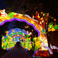 Lanternes chinoises d'extérieur imperméables Porte du futur Arts traditionnels chinois Lanternes en soie avec lumières pour fête Noël
